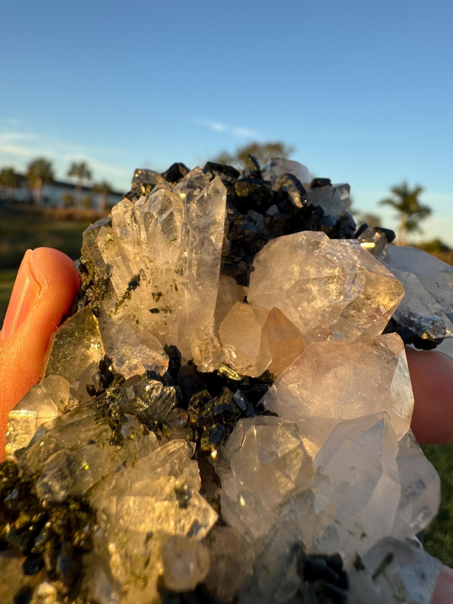 Epidote with Quartz Crystal from Turkey – Handheld Collector Specimen – Natural Chaos Formation