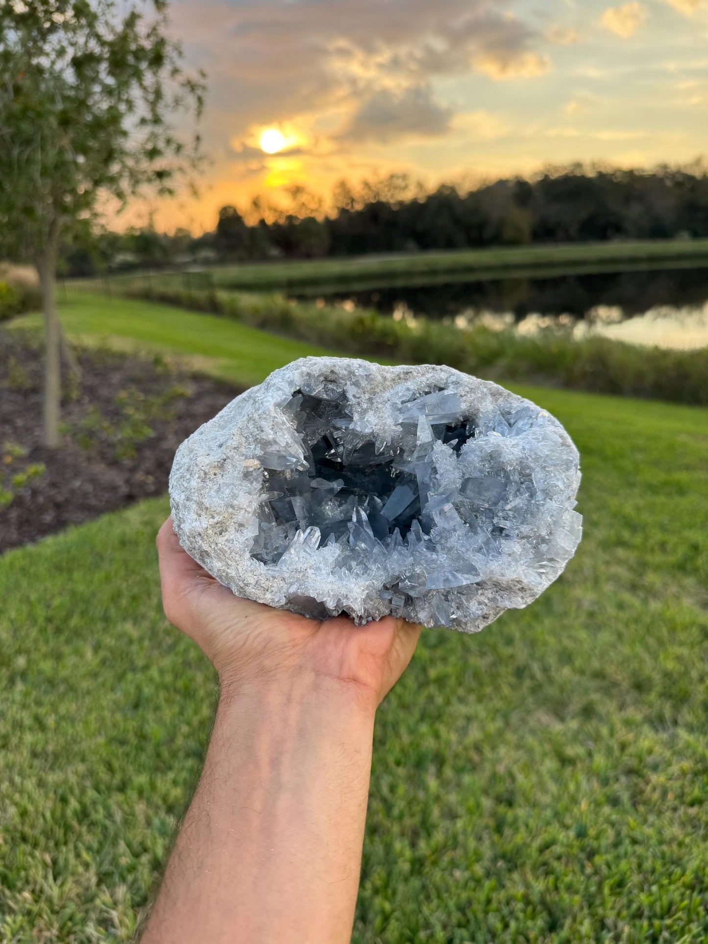 Large Celestite Geode from Madagascar – Rare Sharp Crystal Formation