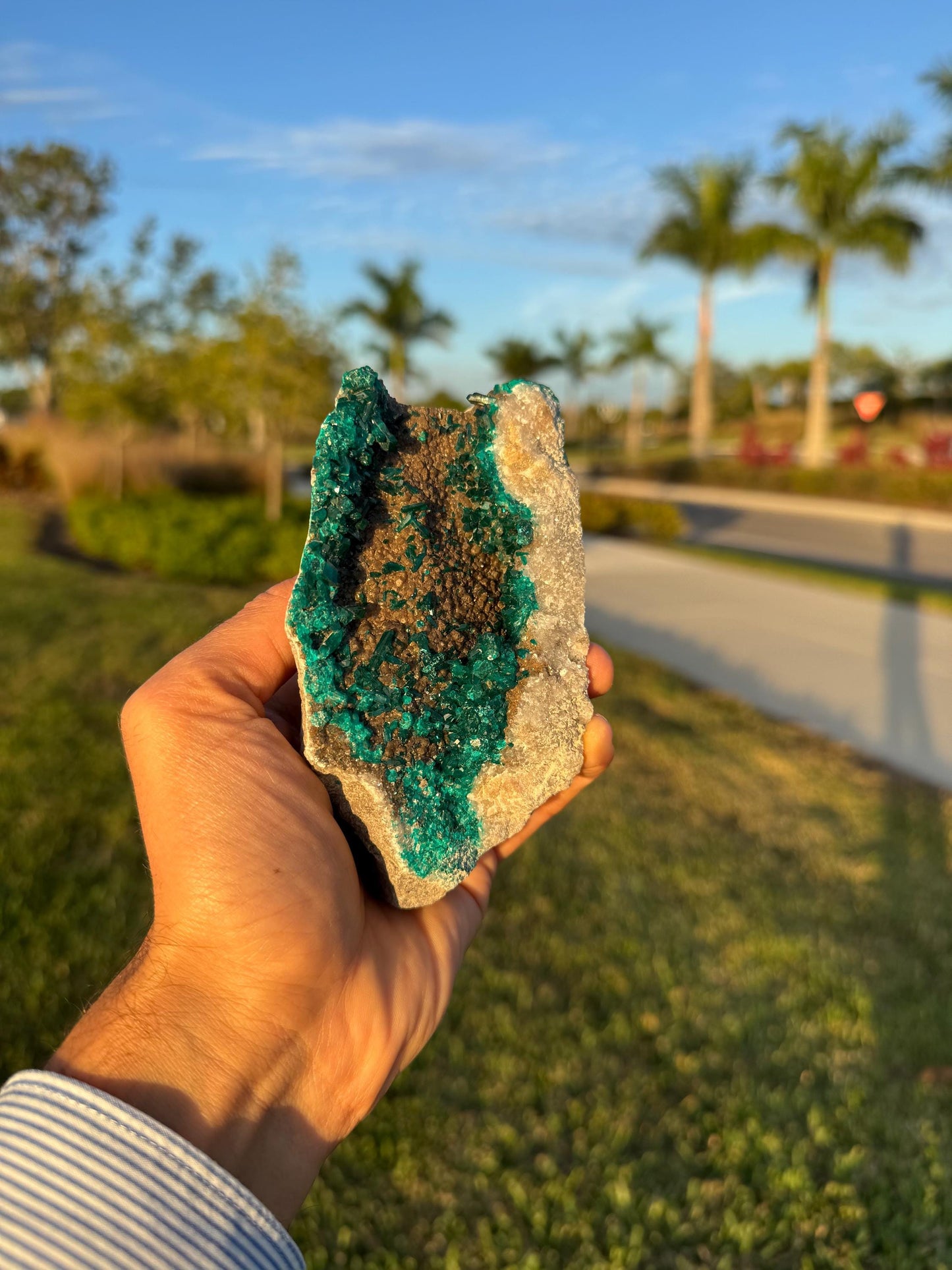 Dioptase with Calcite from Republic of Congo – Vivid Green Collector Specimen