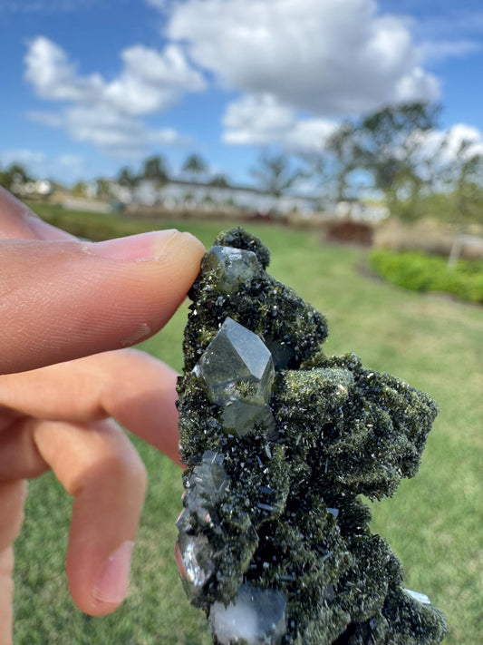 Green Epidote with Quartz Crystals from Turkey – Fine Collector Specimen
