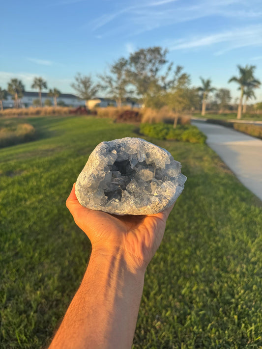 AAA Celestite Geode from Madagascar – Large Blue Crystals – Collector Decor Piece