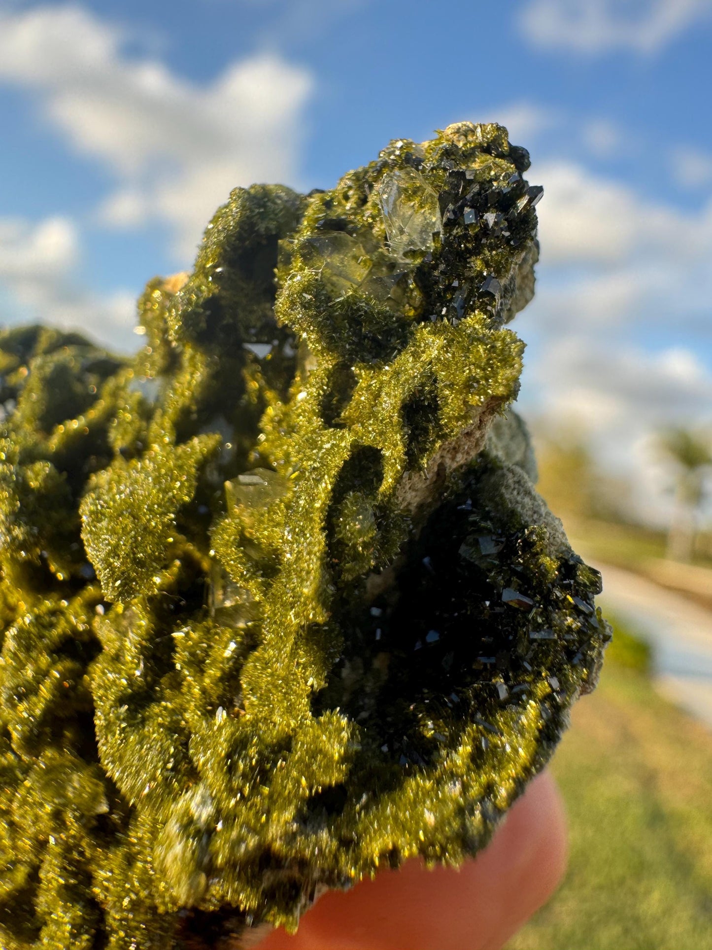 High-Grade Green Epidote with Quartz – Forest Green Crystal Cluster from Turkey