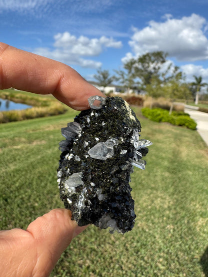 Double-Sided Epidote with Quartz – Rare Natural Crystal Specimen – Collector Mineral