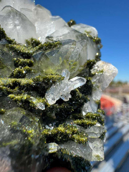 Epidote with Quartz (Biterminated Quartz) Cluster – High Grade Crystal Specimen from Turkey – 227g