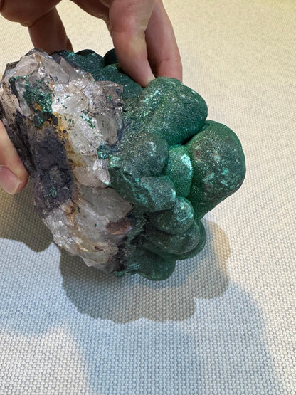 Malachite with Quartz Specimen: Rare Congo Mineral, Collectible Crystal