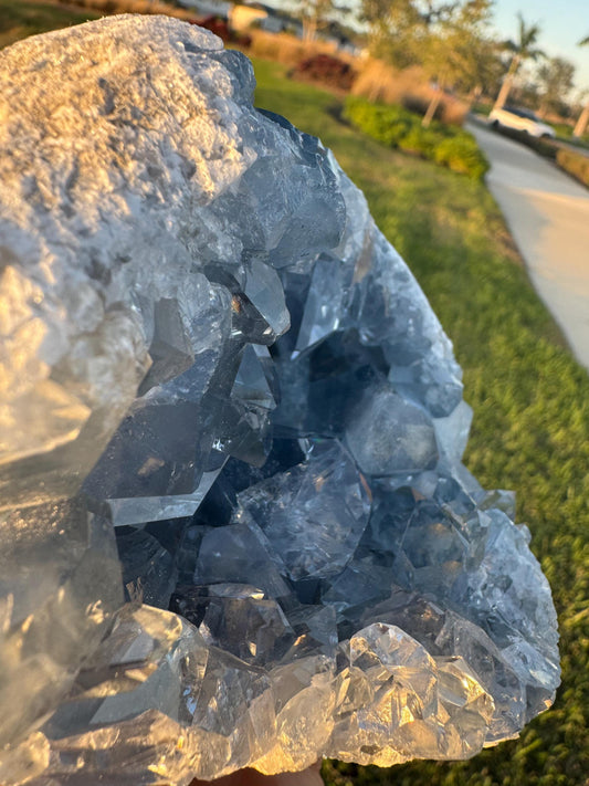 AAA Celestite Geode from Madagascar – Large Blue Crystals – Collector Decor Piece