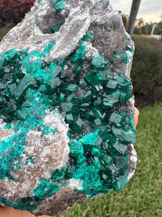 Dioptase with Calcite Dark Green & Blue Congo – Rare Collector Mineral