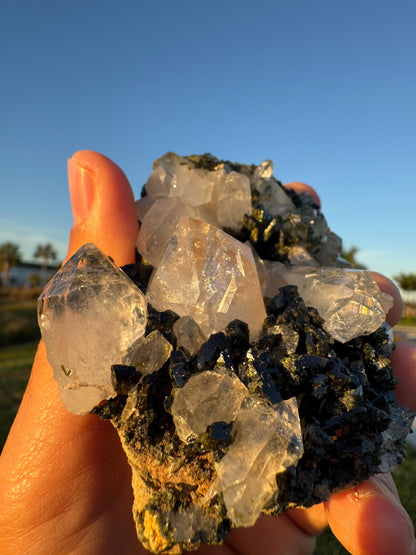 Epidote with Quartz Crystal from Turkey – Handheld Collector Specimen – Natural Chaos Formation