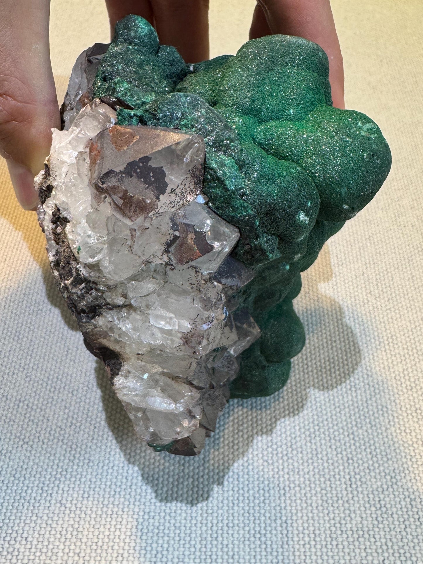 Malachite with Quartz Specimen: Rare Congo Mineral, Collectible Crystal