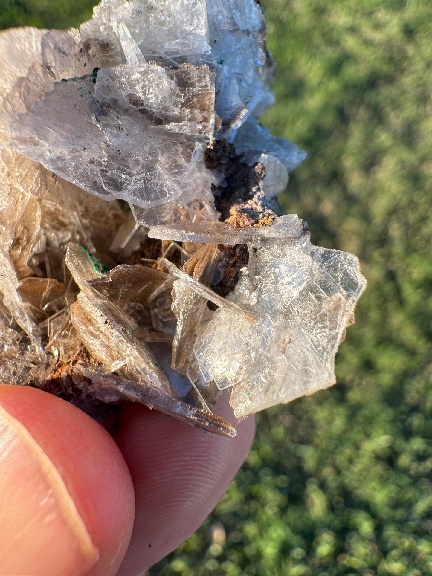 Barite with Malachite | Rare Congo Mineral Specimen | Flat Barite Crystals | Collector Piece