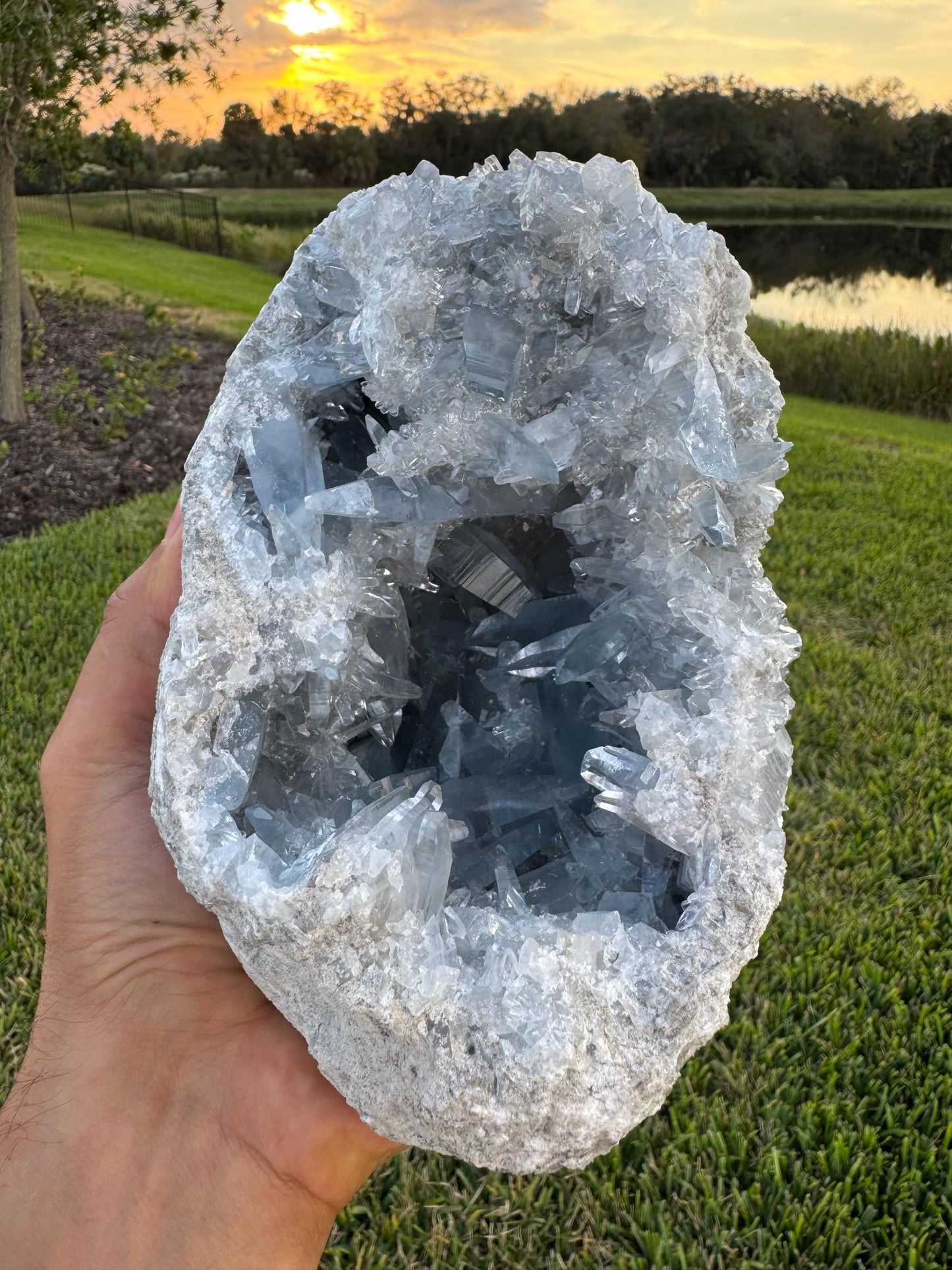 Large Celestite Geode from Madagascar – Rare Sharp Crystal Formation