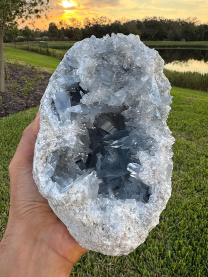 Large Celestite Geode from Madagascar – Rare Sharp Crystal Formation