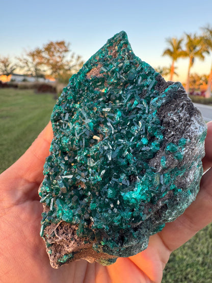 Dioptase Crystal Cluster from Congo – Deep Green Elongated Crystals