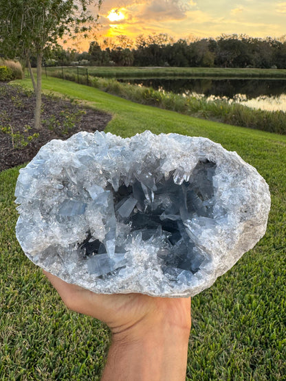Large Celestite Geode from Madagascar – Rare Sharp Crystal Formation