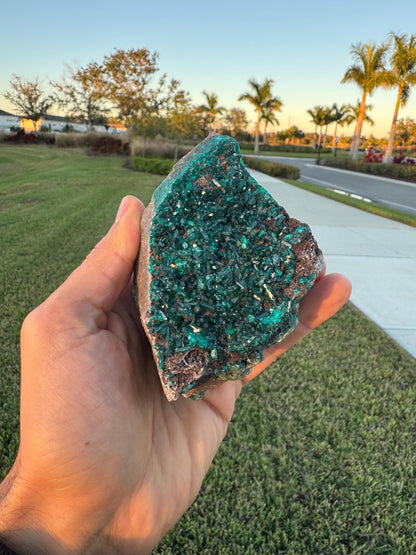 Dioptase Crystal Cluster from Congo – Deep Green Elongated Crystals