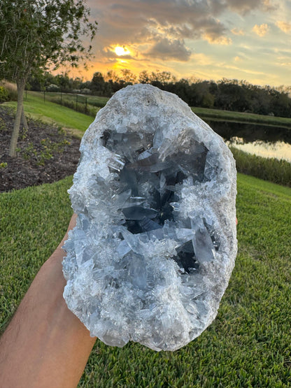Large Celestite Geode from Madagascar – Rare Sharp Crystal Formation