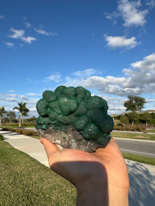 Malachite with Quartz Specimen: Rare Congo Mineral, Collectible Crystal