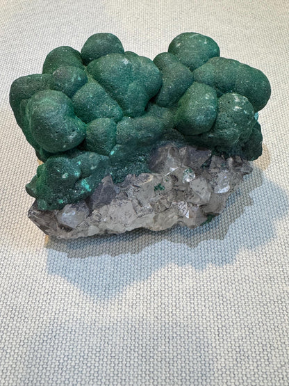 Malachite with Quartz Specimen: Rare Congo Mineral, Collectible Crystal