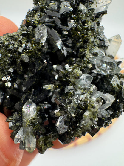 Black & Green Epidote with Quartz – Natural Crystal Specimen | Collector Mineral