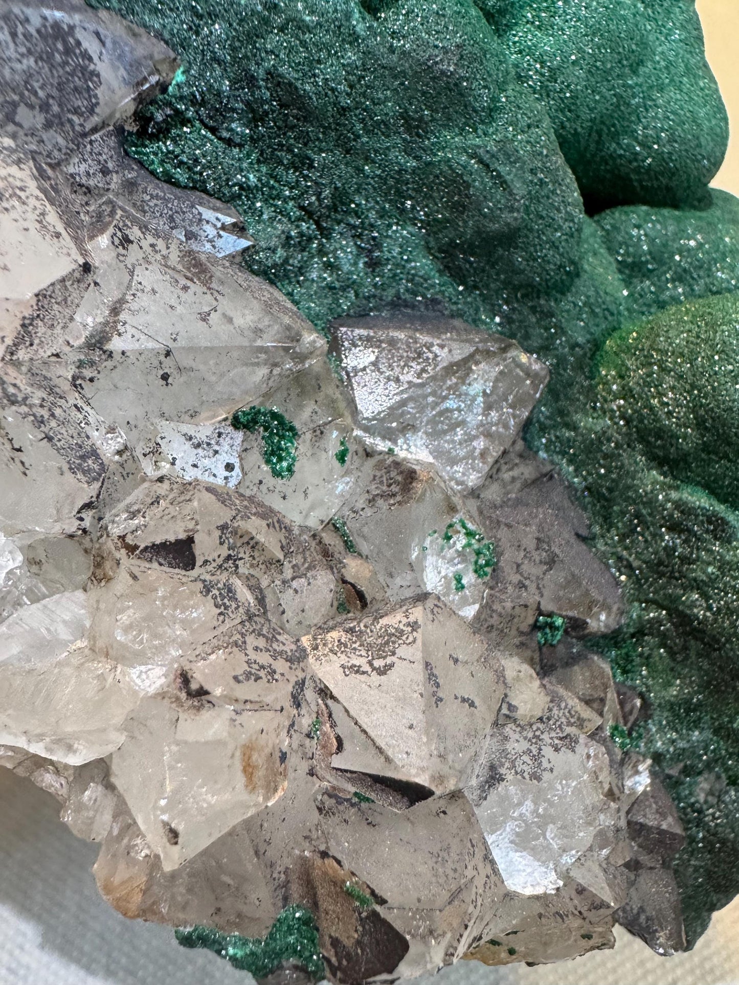 Malachite with Quartz Specimen: Rare Congo Mineral, Collectible Crystal