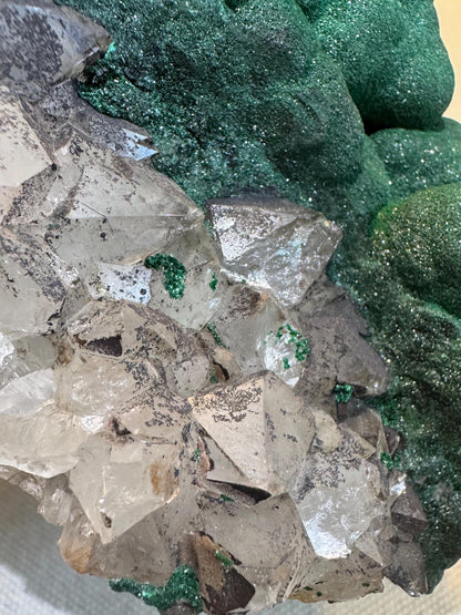 Malachite with Quartz Specimen: Rare Congo Mineral, Collectible Crystal