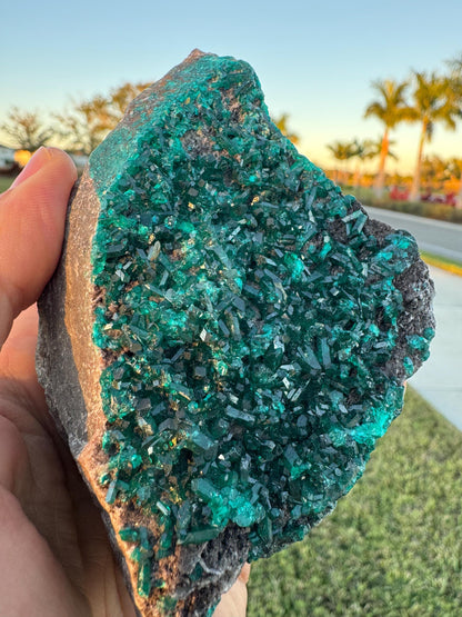 Dioptase Crystal Cluster from Congo – Deep Green Elongated Crystals