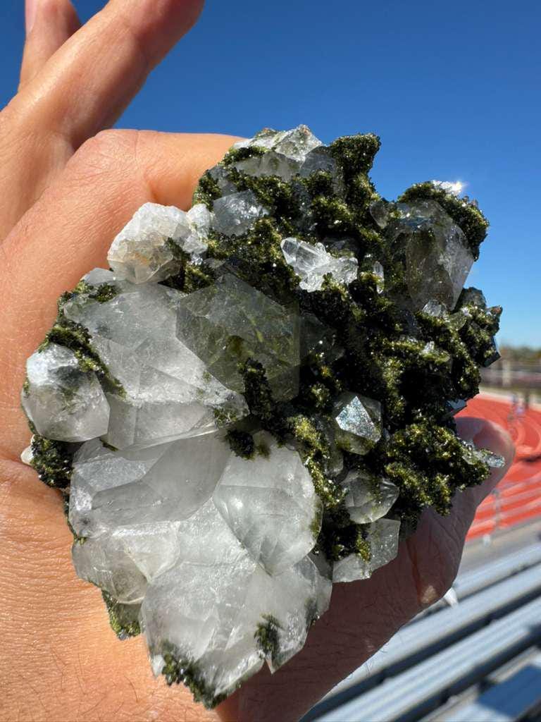 Epidote with Quartz (Biterminated Quartz) Cluster – High Grade Crystal Specimen from Turkey – 227g