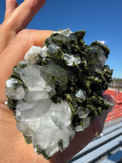 Epidote with Quartz (Biterminated Quartz) Cluster – High Grade Crystal Specimen from Turkey – 227g