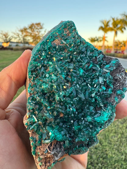 Dioptase Crystal Cluster from Congo – Deep Green Elongated Crystals