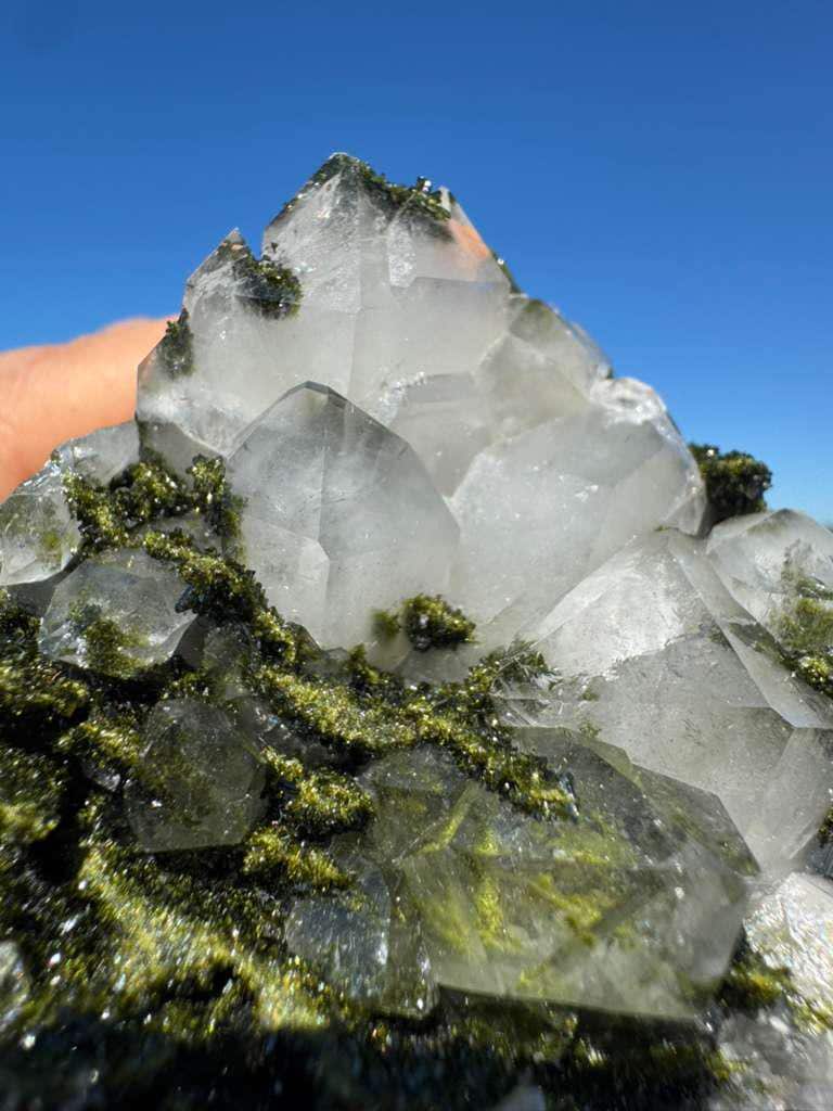 Epidote with Quartz (Biterminated Quartz) Cluster – High Grade Crystal Specimen from Turkey – 227g