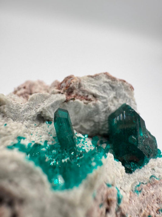 Natural Dioptase on Copper-Rich Matrix – Rare Crystal Formation from Congo – Collector Mineral Specimen