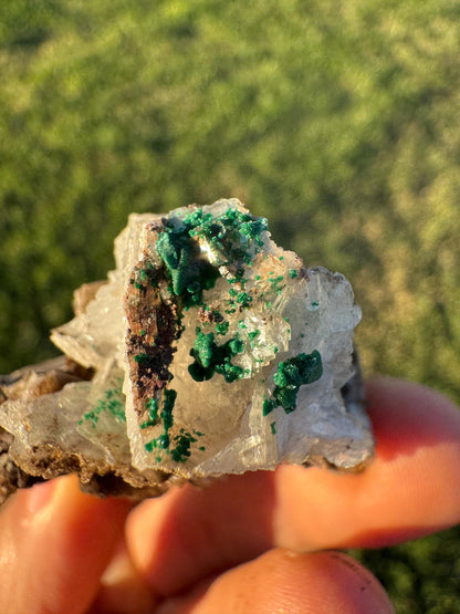 Barite with Malachite | Rare Congo Mineral Specimen | Flat Barite Crystals | Collector Piece