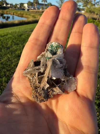 Barite with Malachite | Rare Congo Mineral Specimen | Flat Barite Crystals | Collector Piece