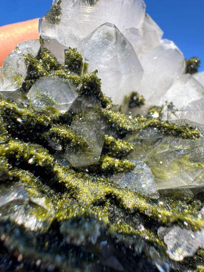 Epidote with Quartz (Biterminated Quartz) Cluster – High Grade Crystal Specimen from Turkey – 227g
