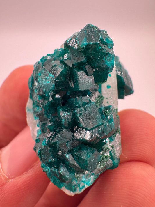 Natural dioptase Crystal – Green and Clear Quartz Combination – Rare Collector Mineral from Congo-18g