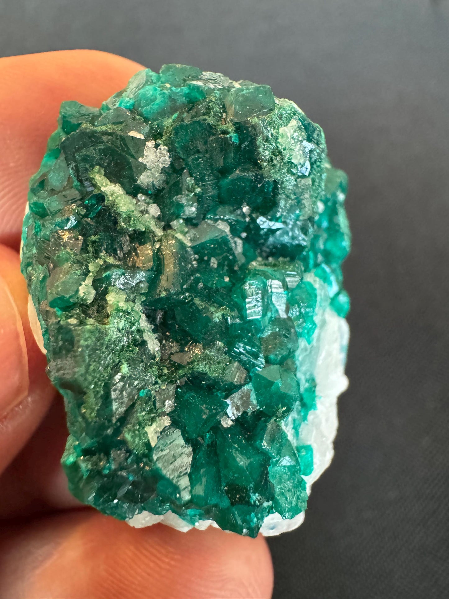 Emerald Green Dioptase on Quartz – Sparkling Collector Crystal Specimen (25 g)