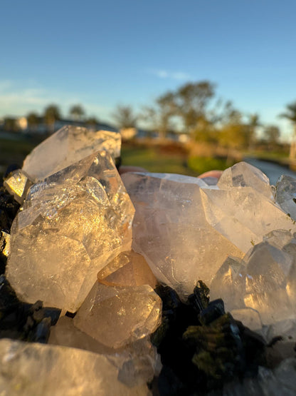 Epidote with Quartz Crystal from Turkey – Handheld Collector Specimen – Natural Chaos Formation