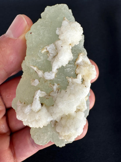 Prehnite with Calcite – Light Green Crystal from Mali – Rare Mineral Specimen (108 g)