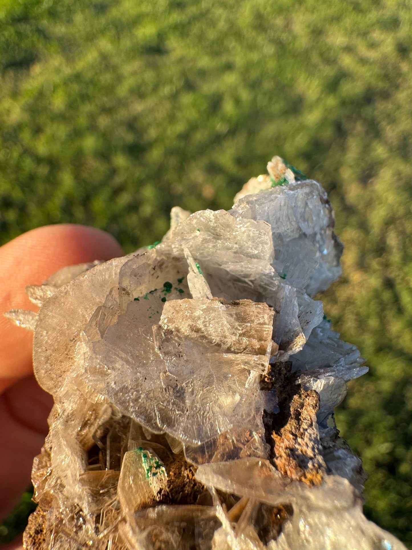 Barite with Malachite | Rare Congo Mineral Specimen | Flat Barite Crystals | Collector Piece