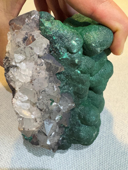 Malachite with Quartz Specimen: Rare Congo Mineral, Collectible Crystal