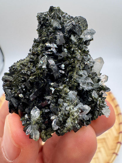 Black & Green Epidote with Quartz – Natural Crystal Specimen | Collector Mineral