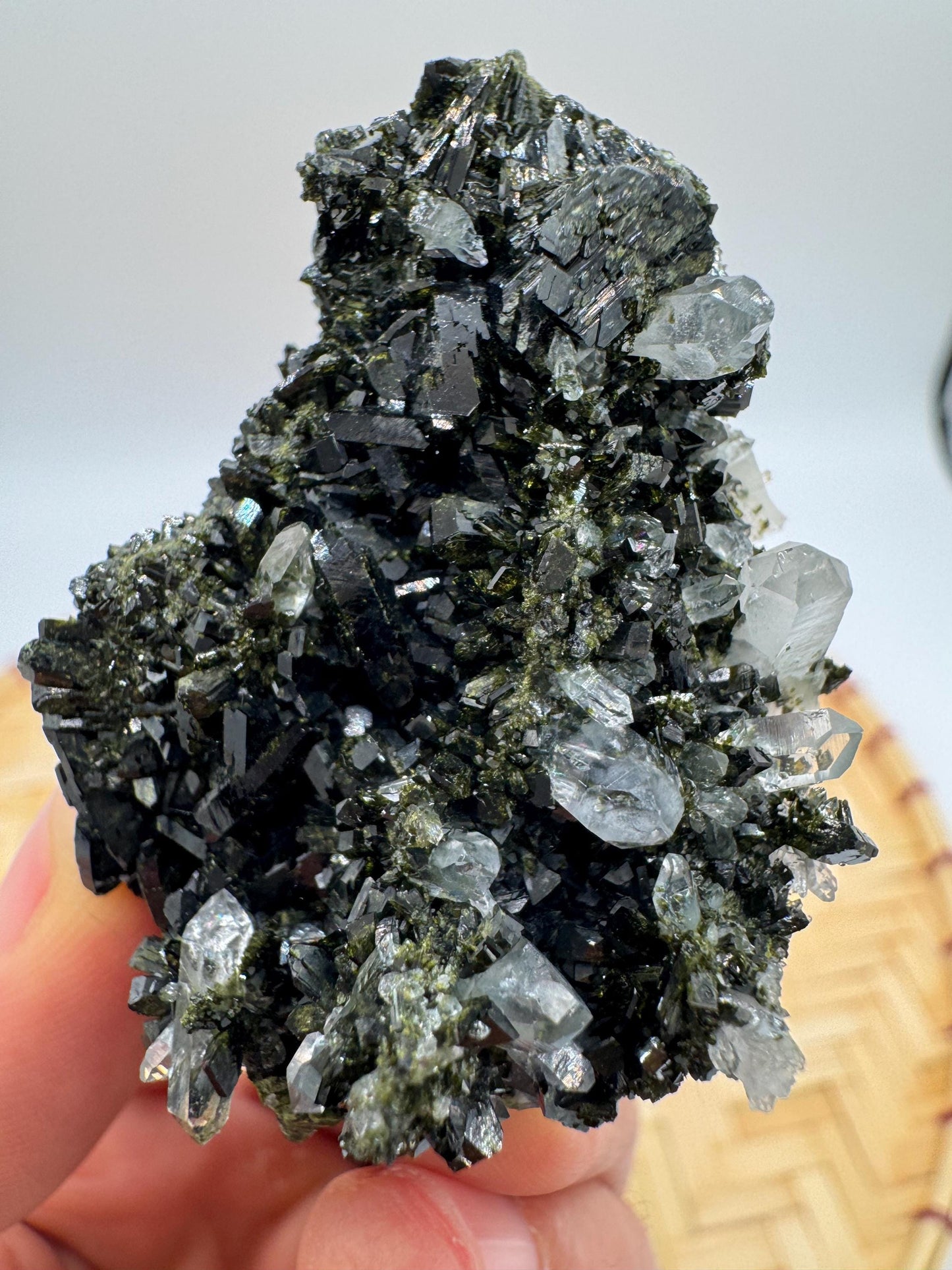 Black & Green Epidote with Quartz – Natural Crystal Specimen | Collector Mineral