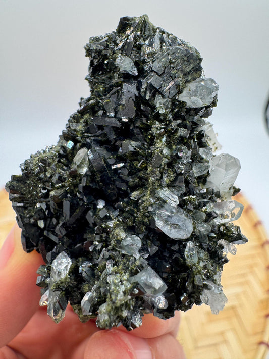 Black & Green Epidote with Quartz – Natural Crystal Specimen | Collector Mineral