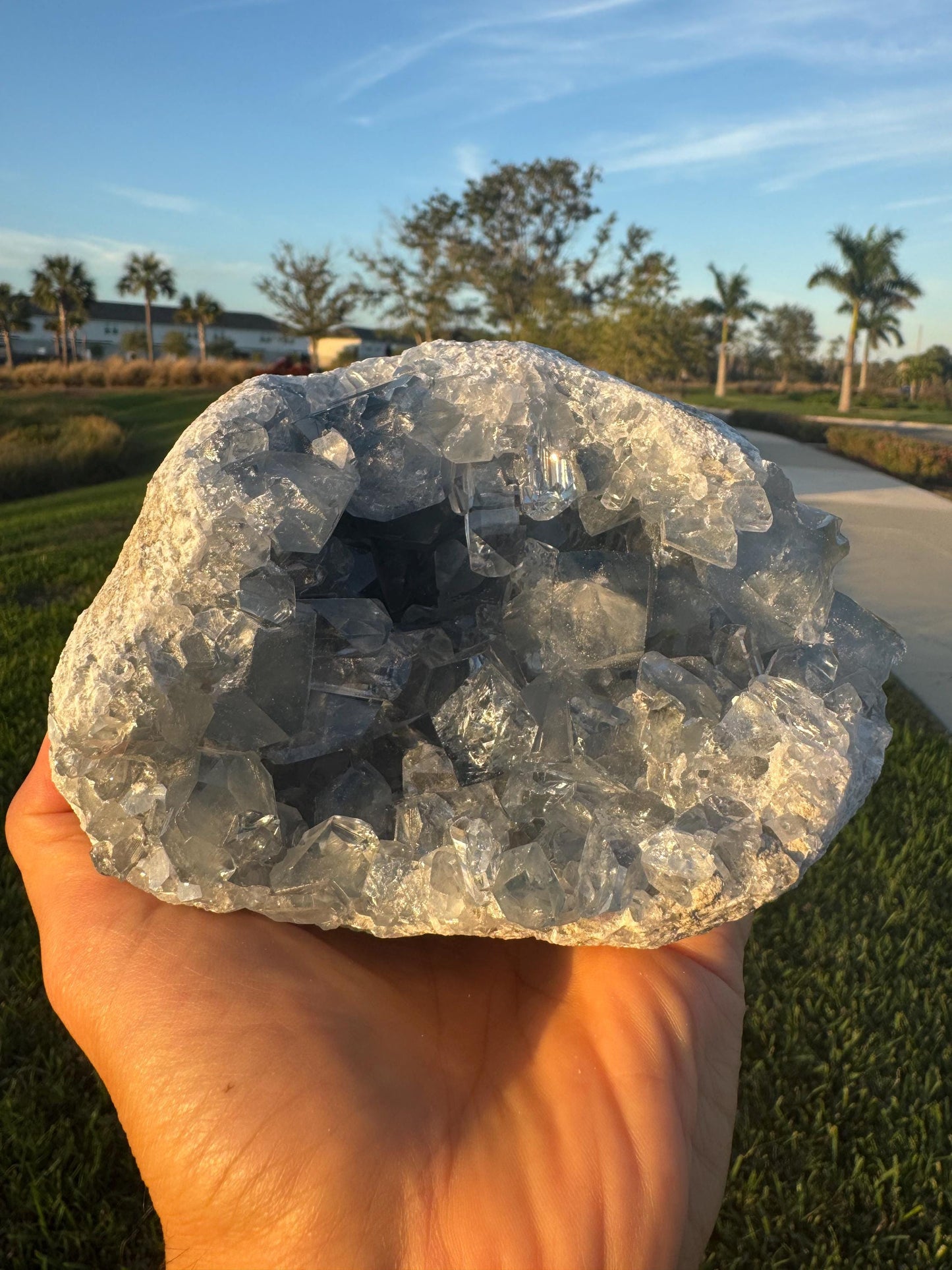 AAA Celestite Geode from Madagascar – Large Blue Crystals – Collector Decor Piece