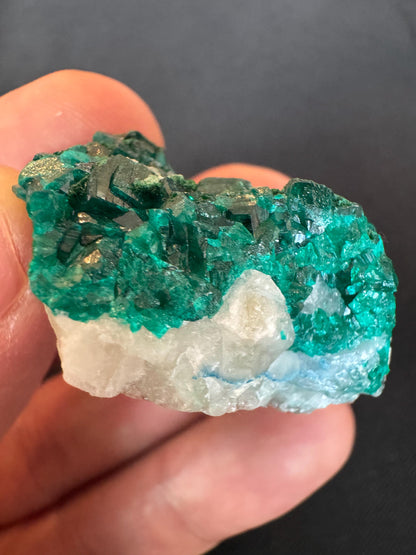 Emerald Green Dioptase on Quartz – Sparkling Collector Crystal Specimen (25 g)