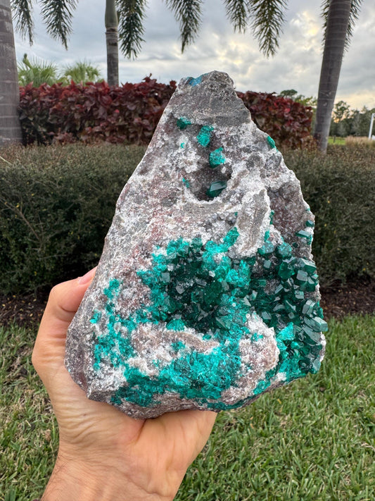 Dioptase with Calcite Dark Green & Blue Congo – Rare Collector Mineral