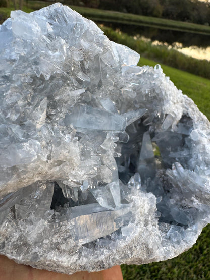 Large Celestite Geode from Madagascar – Rare Sharp Crystal Formation