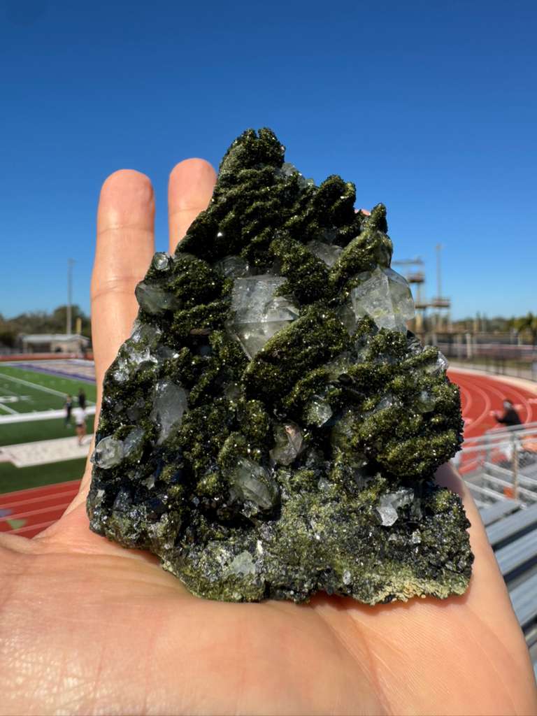 Epidote with Quartz – Sparkling Green Crystal Cluster – Turkey | Collector Specimen