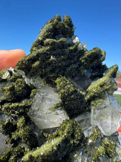 Epidote with Quartz – Sparkling Green Crystal Cluster – Turkey | Collector Specimen