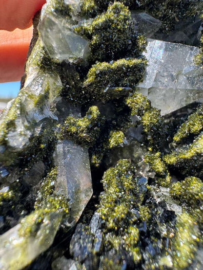 Epidote with Quartz – Sparkling Green Crystal Cluster – Turkey | Collector Specimen